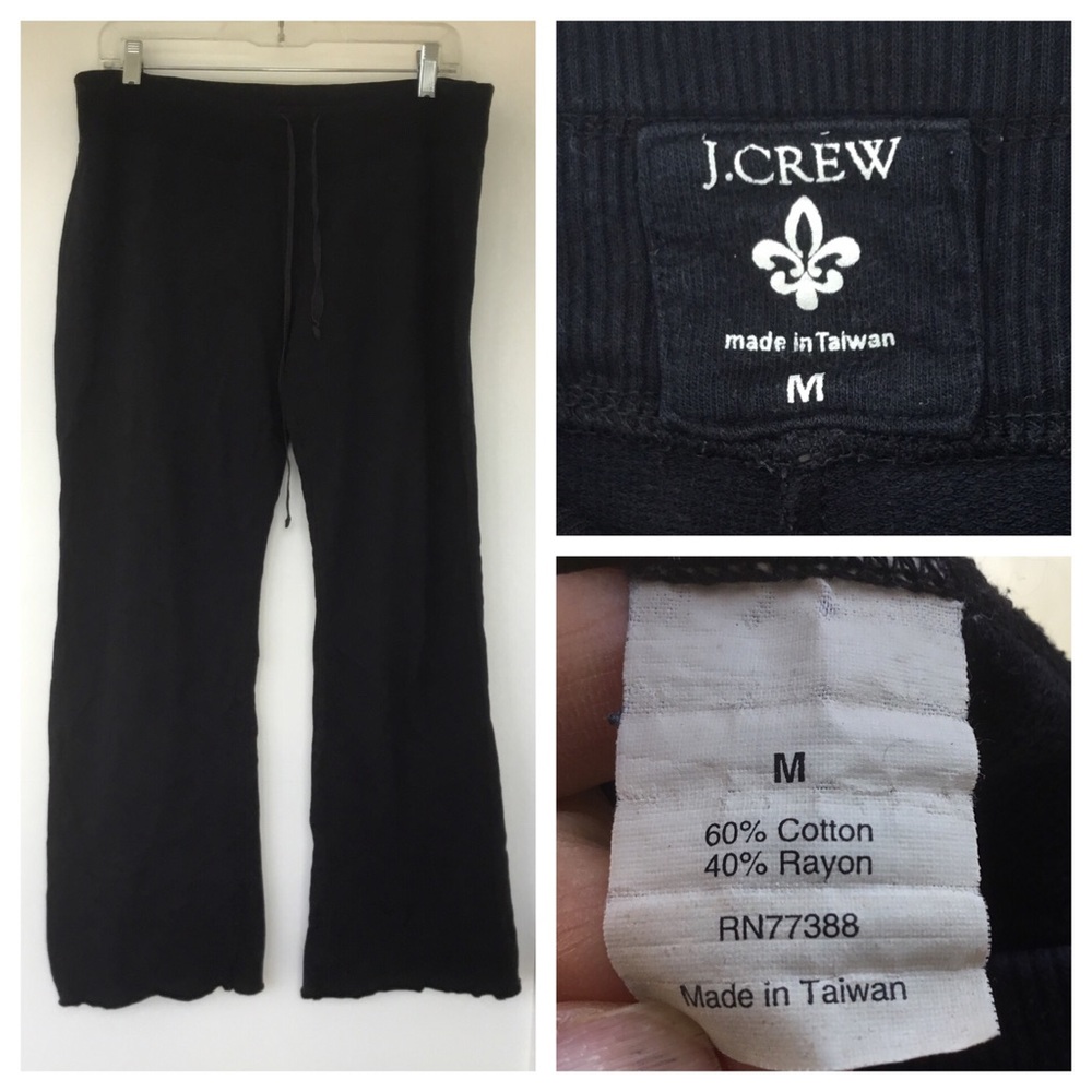 J. Crew Black Cotton/Rayon Drawstring Lounge Pants